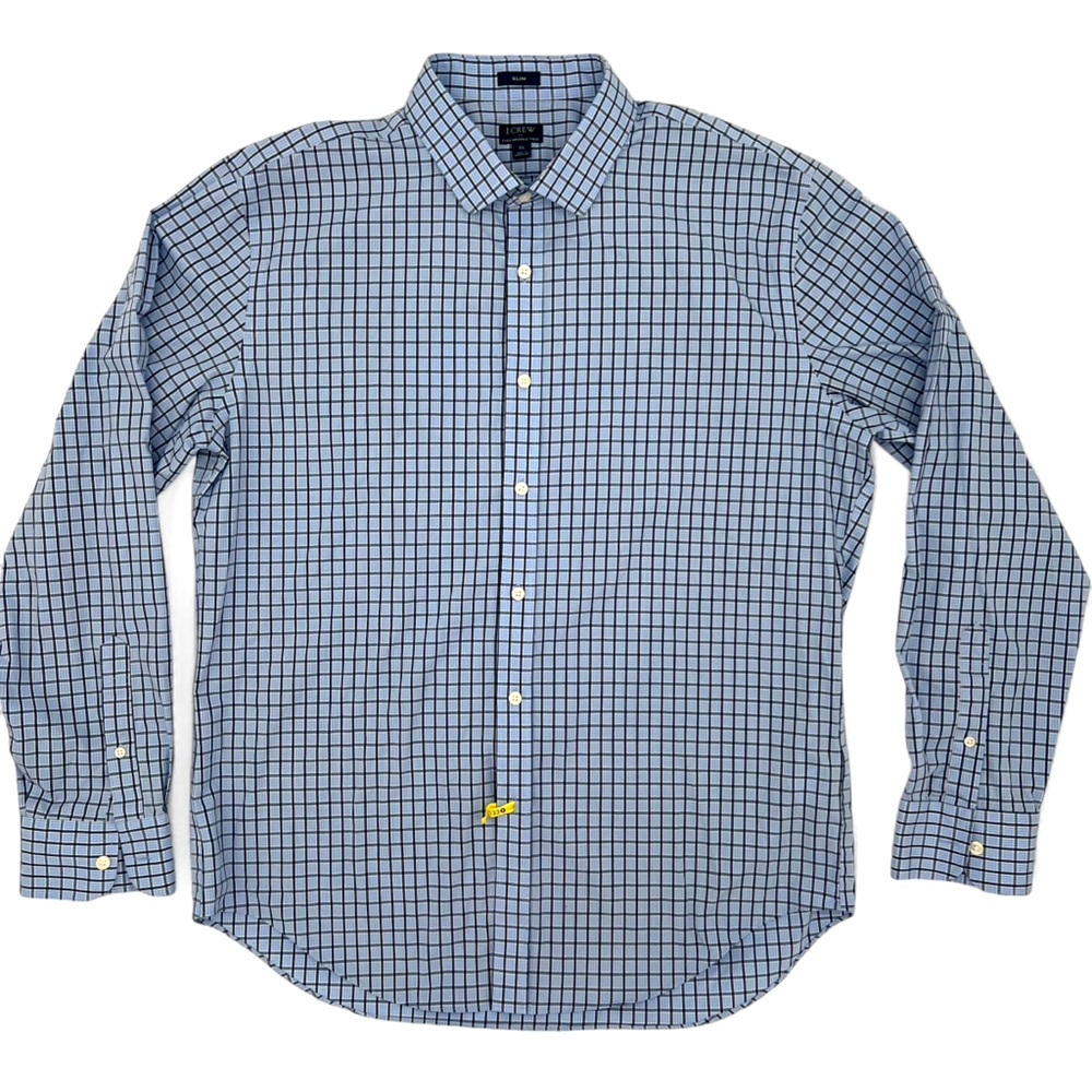 J.Crew Men’s XL‎ Slim Flex Wrinkle-Free Shirt – Blue Grid Plaid Button Down